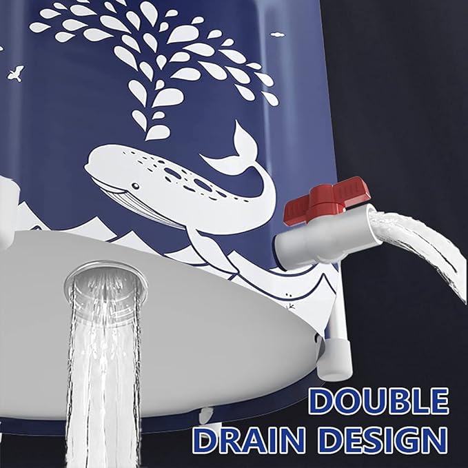 BESTHLS Foldable Bathtub Portable Soaking Bath Tub,Eco-Friendly Bathing Tub for Shower Stall (Blue Whale-1)-CubbioJoy