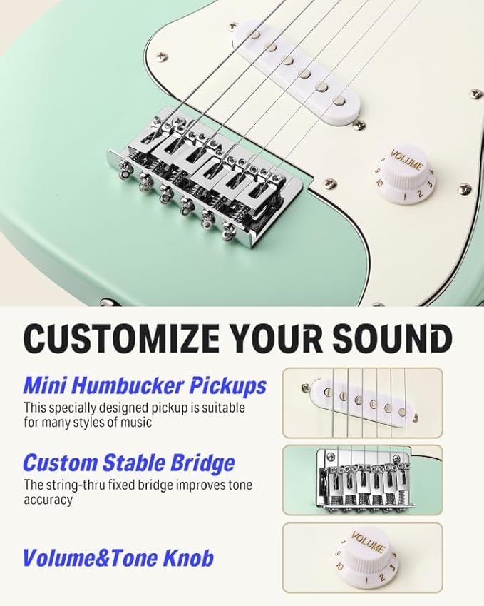 Donner 30 Inch Junior Electric Guitar Beginner Kit ST Style Mini Electric Guitar Starter Package for Teens with Amp, 600D Bag, Tuner, Picks, Cable, Strap, Extra Strings DSJ-100-CubbioJoy