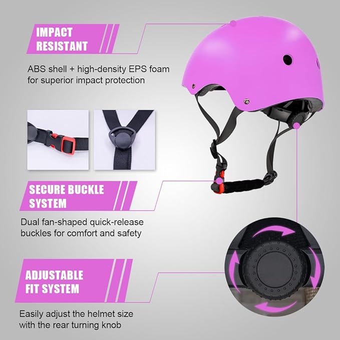 Kids Bike Helmet and Pads Set for Ages 2–14, CPSC Certified Adjustable Helmet with Knee Elbow Wrist Guards, for Skateboard, Scooter, Skating, Rollerblading, Multi-Sport Protective Gear-CubbioJoy