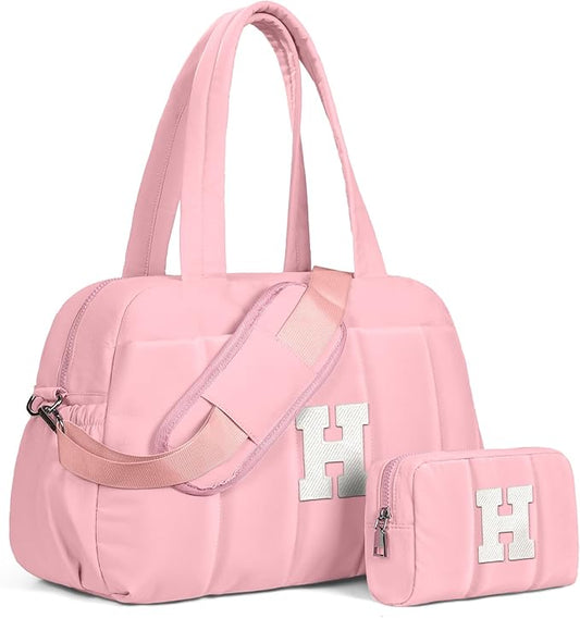 Duffle Bag for Travel, Birthday Gifts for Women, Weekender Bags for Women，Initial Overnight Bag with Wet Pocket，Lightweight Travel Bags Personalized Gym Tote with Makeup Pouch-CubbioJoy