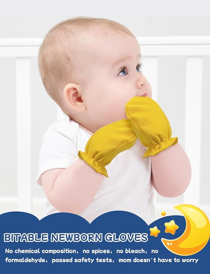 Cute Baby Mittens Newborn, No Scratch Baby Boy Mittens, Baby Girl Hat Gloves for Toddlers, Infant, Newborn-CubbioJoy