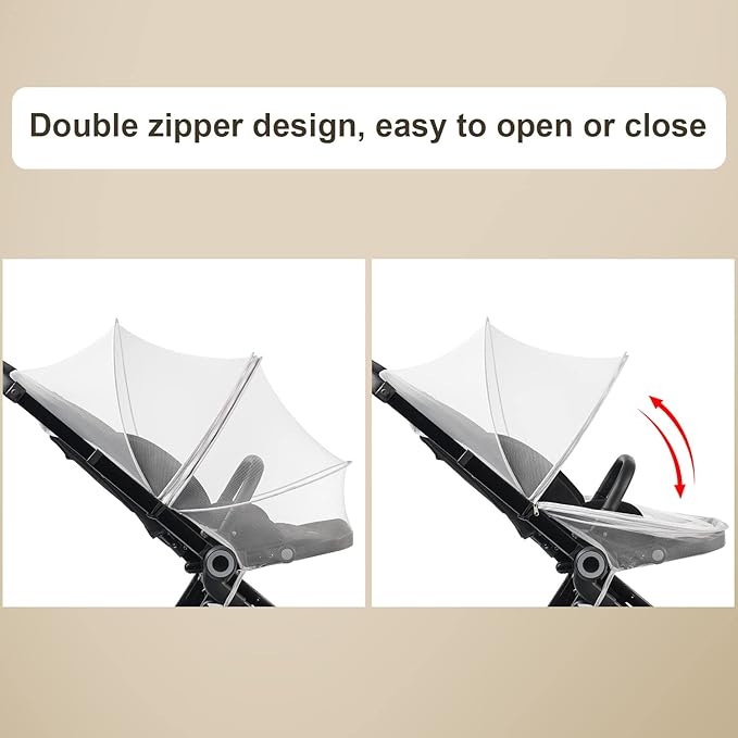 Baby Mosquito Net with Double Zipper, Bassinet Stroller Cover for Baby/Car Seat/Cradles/Carriers, Easy to Use, Keep Insects/Bugs/Cats Out, White-CubbioJoy