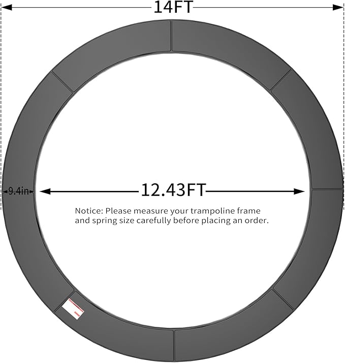 16FT/15FT/14FT/12FT/10FT Trampoline Safety Pad Replacement, Round Trampoline Spring Protection Cover, Fits 16FT/15FT/14FT/12FT/10FT Frames, Water-Resistant Trampoline Accessories-CubbioJoy
