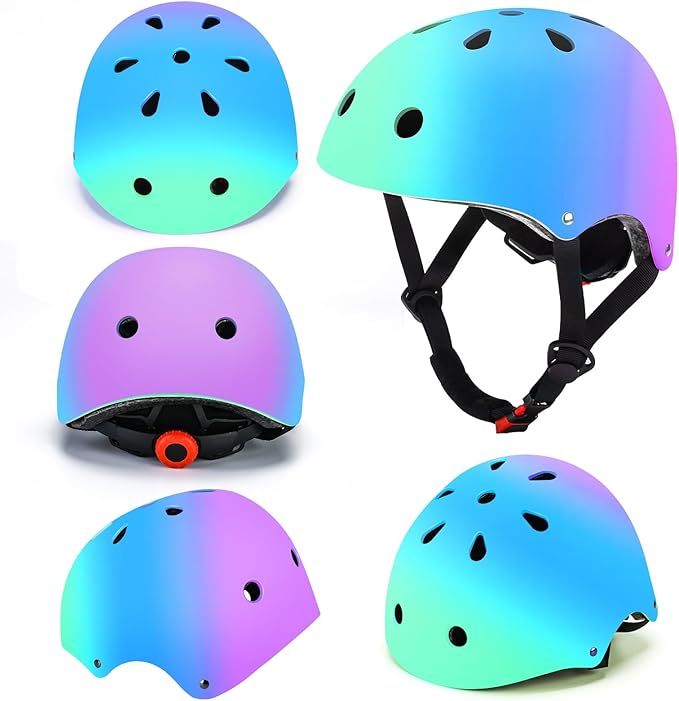 Color Gradient Adjustable Kids Bike Helmet Toddler Skateboard Helmets Boys Girls Child Ventilation Helmet for Multi-Sports Skating Cycling Scooter Balance-CubbioJoy