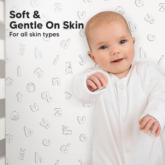 KeaBabies 2-Pack Organic Crib Sheets for Boys, Girls - 52x28 Fitted Crib Mattress Sheet Neutral, Breathable Jersey Cotton Cover for Baby Bed, Toddler Mattress, Soft & Cute Prints (ABC Land Sky)-CubbioJoy