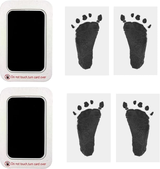 Baby Footprint and Handprint Kit, 2 Black Inkless Print Pads + 4 Imprint Cards, Dog Paw Print Kit Clean Touch Ink Pad Perfect Keepsake Gift for Newborns and Pets Printing Touch Imprints-CubbioJoy