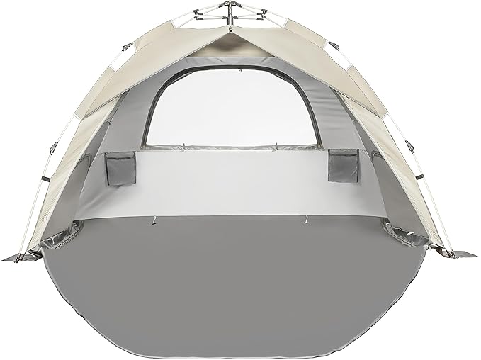 Beach Tent Pop Up Beach Sun Shade Tent with UPF 50+ UV Protection, Removable Floor Zippered Privacy & Ventilation Sun Shelter Family 3 to 4 Person-CubbioJoy