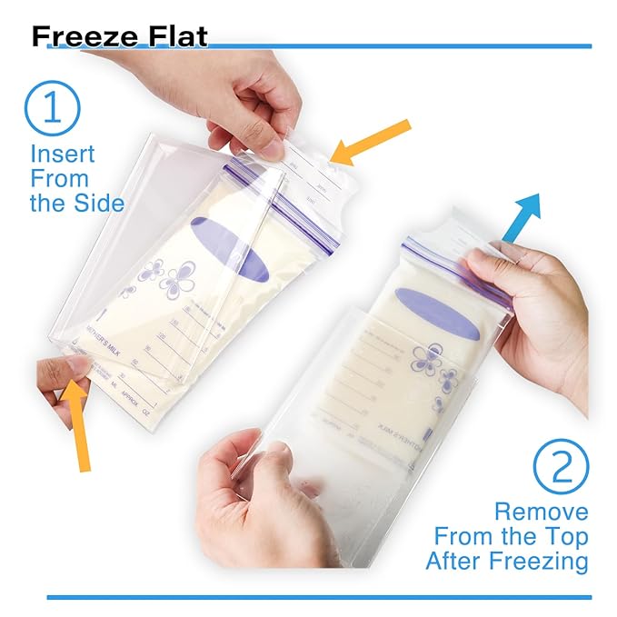 Breastmilk Storage Container with 4 Freezer Flattener Kit to Flatten Standing Breast Milk Bags in Organizer Bins Save Refrigerator Space |Vertical Storage-CubbioJoy