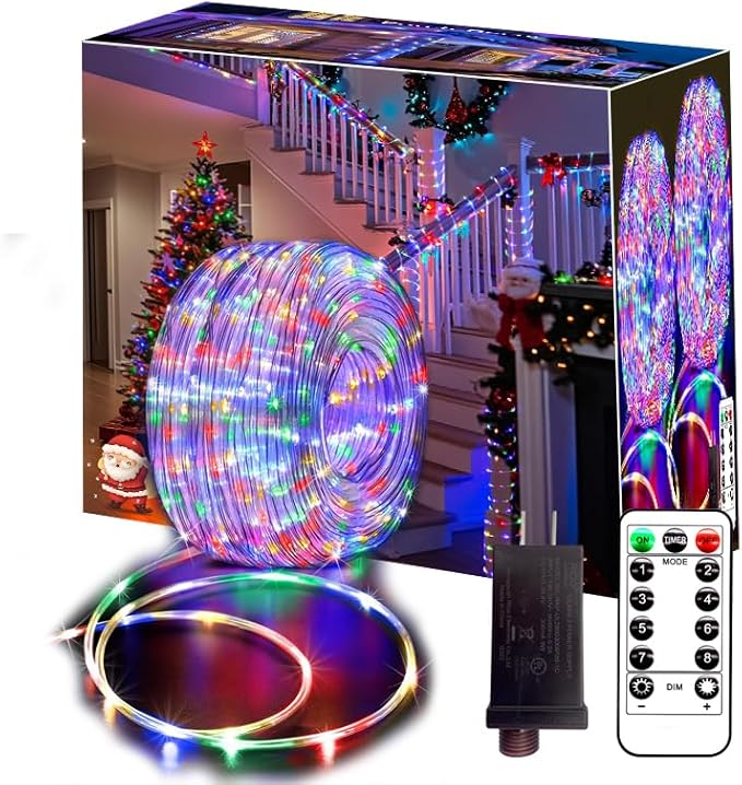 66FT Rope Lights for Outside,Connectable String Lights Outdoor Waterproof IP67,8 Modes 200 LEDs Rope Lighting for Garden,Party,Indoor Bedroom,Christmas Eaves Decor,Multicolors-CubbioJoy