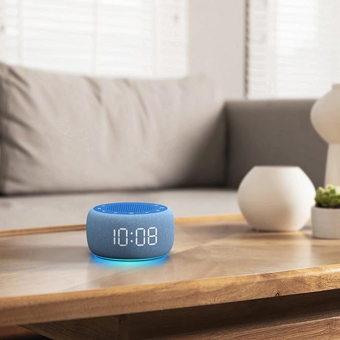 Buffbee Sound Machine & Alarm Clock 2-in-1, 0-100% Clock Face Brightness, Bottom Colored Light, Sleep Timer, Precise 30-Level Volume Control White Noise Machine - Twilight-CubbioJoy