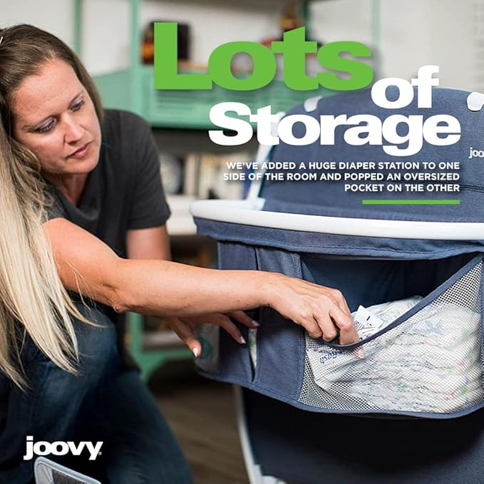 Joovy Room-Playard, Nursery Center, Bassinet, Changing-Table, Charcoal-CubbioJoy