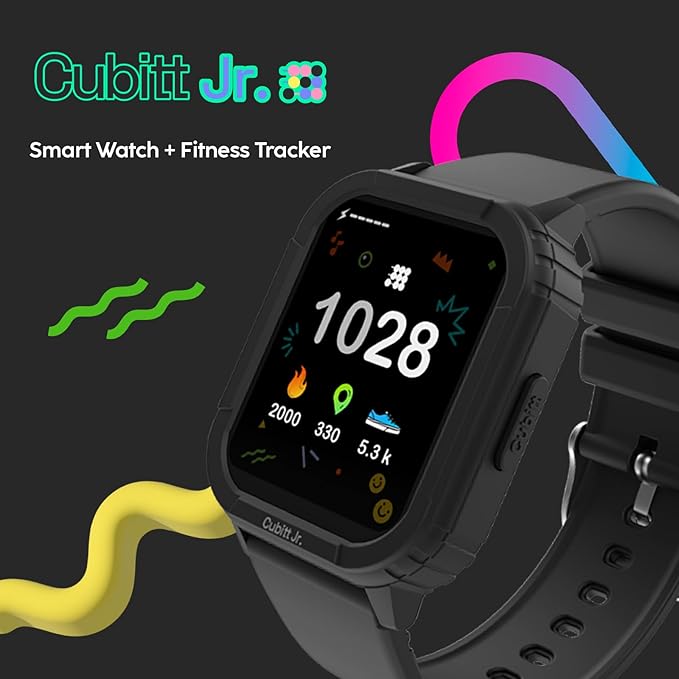 Cubitt Jr Smart Watch Fitness Tracker for Kids and Teens, with Games, Step Counter, Sleep Monitor, Heart Rate Monitor, Activity Tracker, Good Habits Alarms, 1.52" Touch Screen, IP68 Waterproof-CubbioJoy