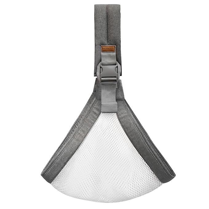 Baby Sling Carrier Newborn to Toddler Adjustable One-Shoulder Design with Hip Seat Support, Labor-Saving Baby Wraps Carrier 10-30 lbs(Mesh,Gray)-CubbioJoy