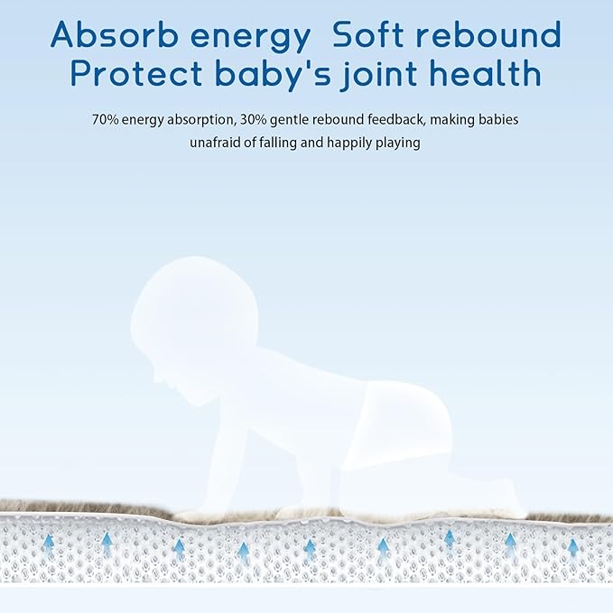 Baby Play Mat for Floor Tummy Time Mat Nursery Rug Muscle Mat Area Rug Playroom Rug Tatami Mat 9'2"x6'7" Memory Foam 1.3" Thick Crawling Mat for Babies,Toddlers, Infants, Kids,Floor Mat(Brown)-CubbioJoy