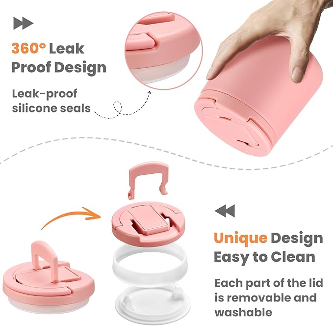 20oz Insulated Vacuum Food Jar with Buckle Lid,Soup Thermo for Hot Food Kids,Wide Mouth Leakproof Stainless Steel Lunch Container with Spoon-Pink-CubbioJoy