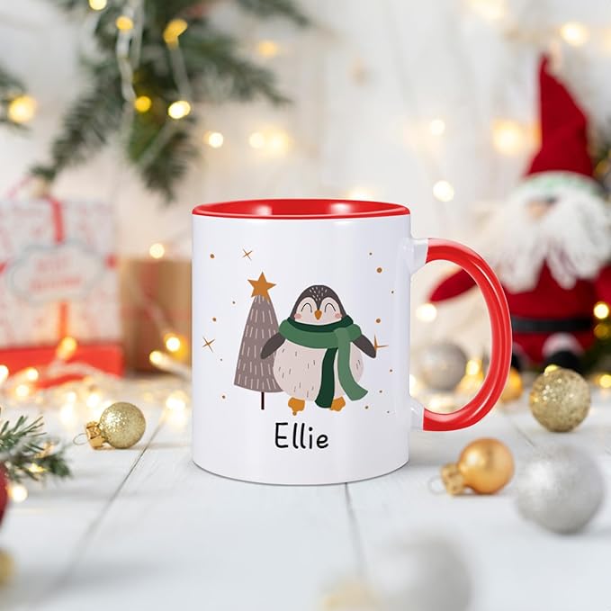 Christmas Gifts for Kids, Personalized Name Christmas Coffee Mug, Cute Hot Chocolate Cocoa Mug, Winter Holiday Cups for Children, Customized Christmas Birthday Gifts for Women Families Friend-CubbioJoy