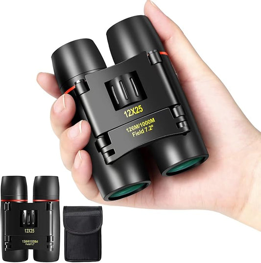 12X25 Mini Pocket Binoculars Compact, Small Lightweight Foldable for Adults Kids Bird Watching, Travel, Opera Concert, Hiking, Cruise, Football Game Green-CubbioJoy