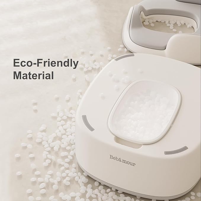 Bebamour Potty Training Toilet 3 in 1 Multi-Functional Potty Seat Detachable Baby Potty Step Stool Anti-Slip Stable Potty Training Toilet with 100 Pack Trash Bags for Baby Toddler Kids(Grey)-CubbioJoy