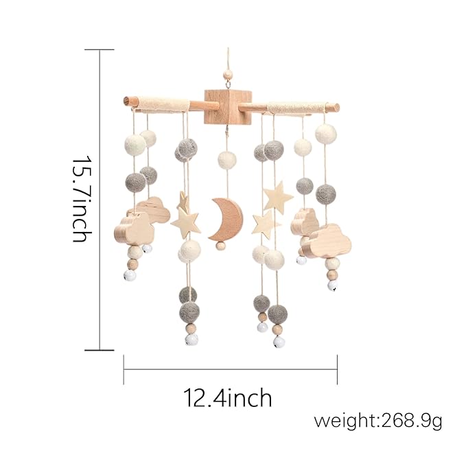 Baby Mobile for Crib | Baby Crib Nursery Mobile Star Moon for Baby Boys and Girls | Boho Nursery Decor | Baby Shower Set for Infant Bedroom Hanging Decoration-CubbioJoy