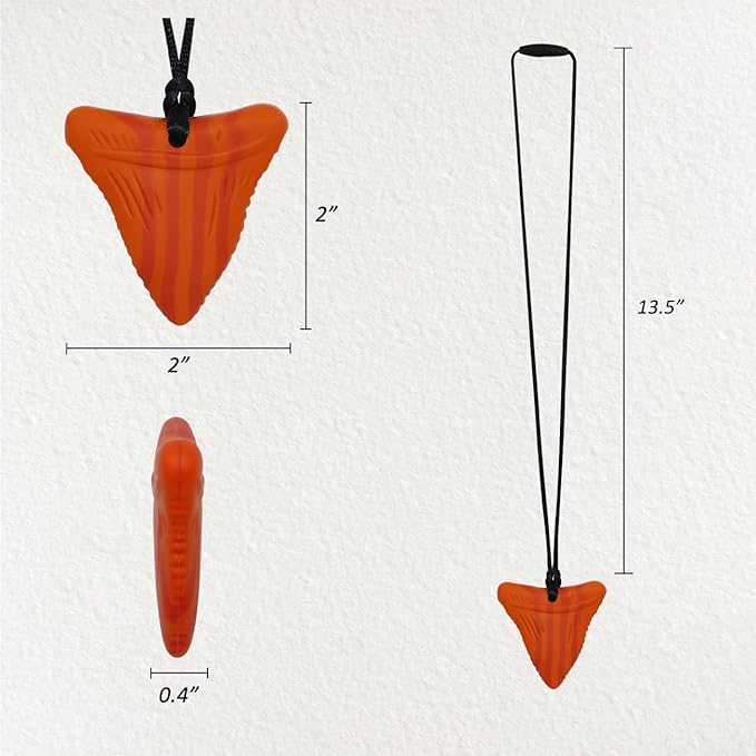 Chewy Necklace Sensory for Kids and Adults, Shark Tooth Silicone Autism Chew Toys Sensory for Boys Girls with ADHD, Anxiety, SPD, 3 Pack Chewing Necklace - BPA Free-CubbioJoy