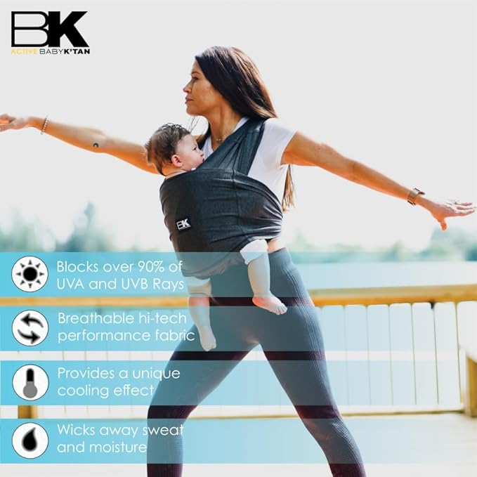 Active Yoga Baby K'tan Baby Carrier Wrap: #1 Easy Pre-Wrapped Baby Sling | Soft Yoga Fabric | UVA/UVB Infant Sun Protection | Breathable Quick Drying | Newborn to Toddler up to 35lb (See Size Chart)-CubbioJoy