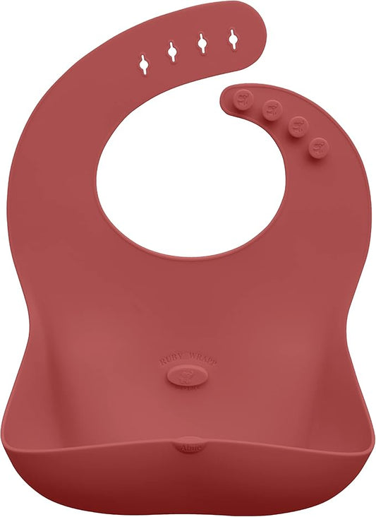 Abiie Ruby Wrapp Silicone Bibs for Babies with Front Pocket - Waterproof Bib - Stain Resistant - Silicone Toddler Bibs-CubbioJoy