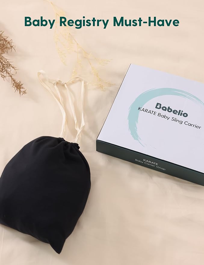 BABELIO Baby Wraps Carrier with Adjustable Buckle, Easy to Wear Lightweight Baby Carrier Newborn, Hands Free Toddler Infant Slings 7-35lbs Black-CubbioJoy