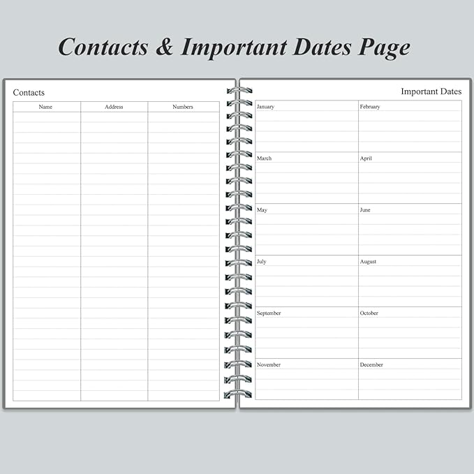 Daily Planner Undated - B5 To Do List Notebook Hourly Schedules, Spiral Appointment Planner for Women and Men, PVC Hardcover, Inner Pocket, Elastic Closure, 7" x 10", Grey-CubbioJoy