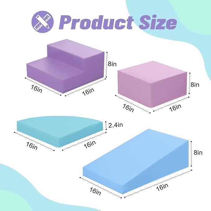 6-Piece Foam Climbing Blocks for Toddlers: Colorful Climbing Gym PU Leather Baby Foam Building Blocks Indoor Toy-CubbioJoy