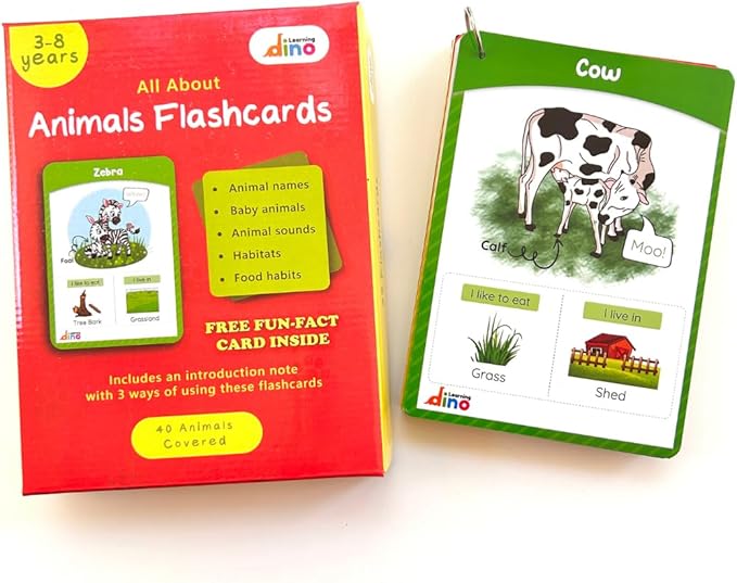 Animals and Their Babies Flashcards | Animal Sound | Animal Habitat Flashcards for Toddlers and Kids - 40 Animals - Non Tearable and Water Resistant | Reusable-CubbioJoy