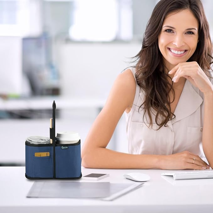 Beautyflier Drink Carrier with Handle for Delivery Reusable Insulated Coffee Cup Carrier Portable Cup Holder with Handle Organizer Tote Bag for Hot & Cold Drinks (2 Cup, Blue)-CubbioJoy