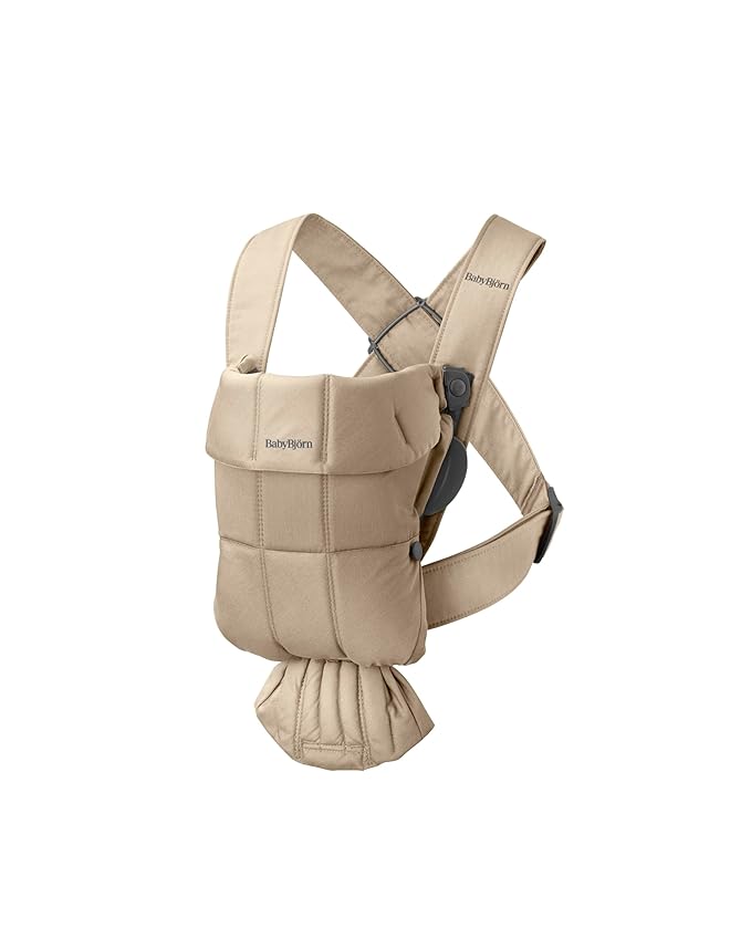 BabyBjörn Baby Carrier Mini, Beige, Woven | Newborn Carrier (7-25 lbs), Ergonomic, Easy-to-Use-CubbioJoy