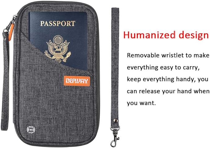 defway Passport Holder Travel Wallet - Family Passport Holder of 4, RFID Blocking Passport Wallet for Men Women, Travel Essentials for Flying, GREY-CubbioJoy