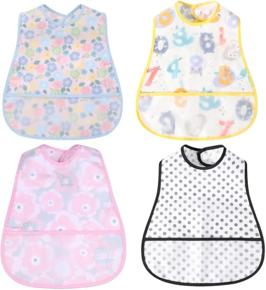 Baby bibs Waterproof Toddler bib - Feeding bib with Pocket for Infant Boy Girl Washable 6-36M-CubbioJoy