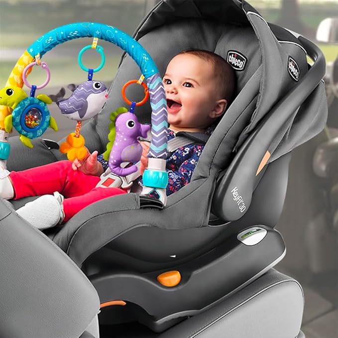 Baby Stroller Arch Toys, Crib Mobile for Infants Adjustable Bassinet Mobile with Universal Clamp, Activity Toy Bar for Bouncer Newborn CarSeat Stroller Toy Sense Toys for Baby 0 6 12 Months-CubbioJoy