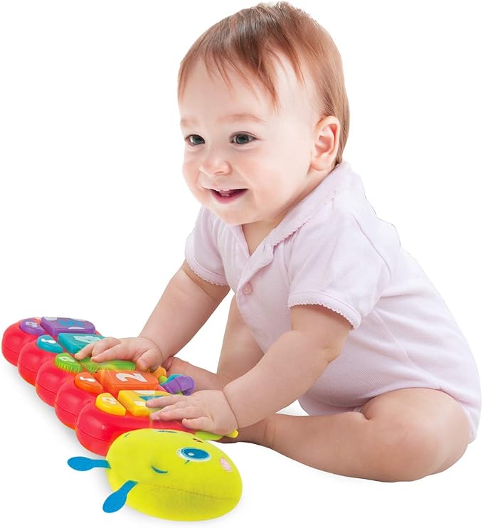 KiddoLab Lira Baby Musical Toy with Lights & Music – Interactive Caterpillar Spinner & Stacking Rings for Infants 3+ Months – Soft Stuffed Animal Head for Sensory Play-CubbioJoy