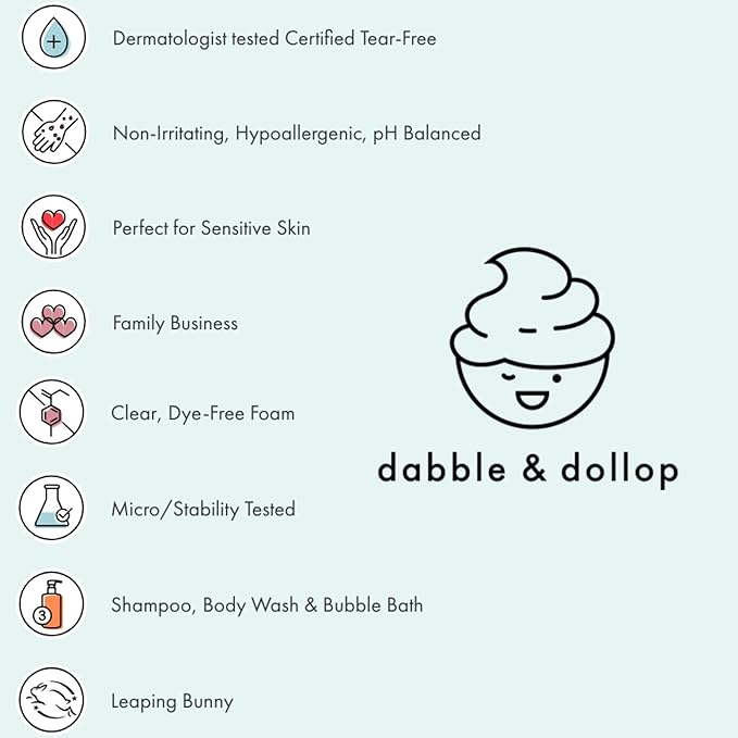Dabble & Dollop Tangerine + Vanilla Body Wash & Shampoo – 3-in-1 Natural Bubble Bath for Kids, Made in USA, No Parabens or Sulfates, Vegan, Gluten-Free, Tear-Free (2-Pack)-CubbioJoy