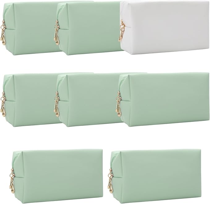 Bridesmaid Proposal Gifts Letter Cosmetic makeup bag bulk for Wedding Party Favors Bachelorette party decorations Toiletry Organizer Bag Makeup Case Gift (8, White&Sage Green)-CubbioJoy