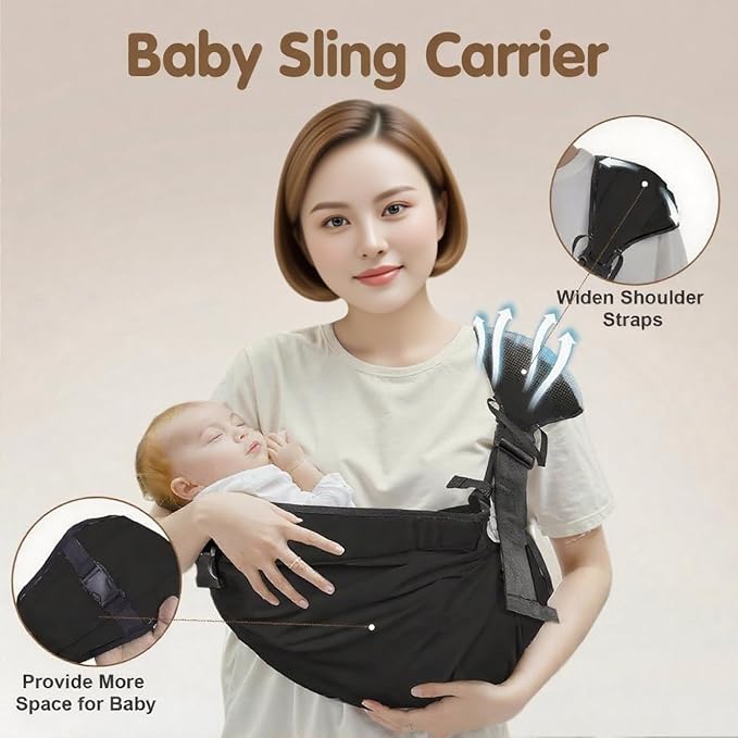 Baby Sling Carrier,Toddler Carrier, 2025 New Baby Sling with Waist Harness,Portable and Lightweight Sling,Non-Slip Hip Seat Carrying 25-60lbs(Grey)-CubbioJoy