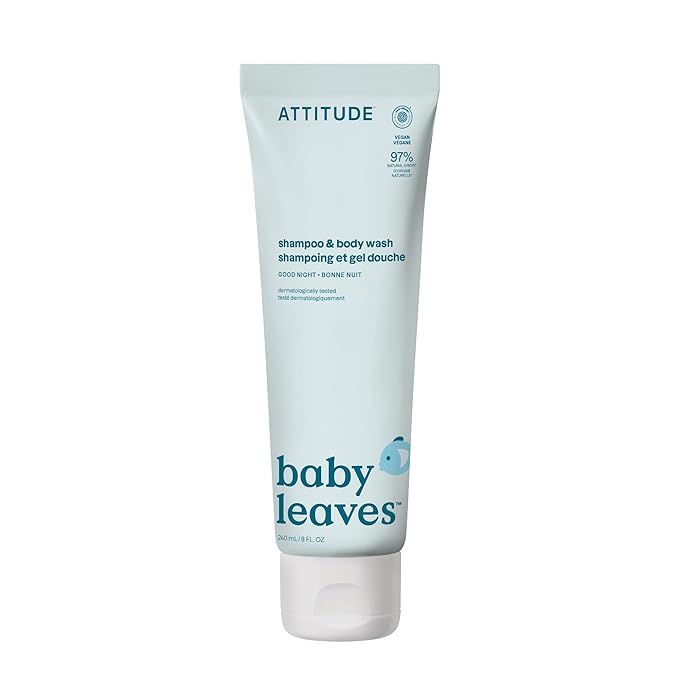 ATTITUDE 2-in-1 Shampoo and Body Wash for Baby, EWG Verified, Dermatologically Tested, Vegan, Good Night, 8 Fl Oz-CubbioJoy