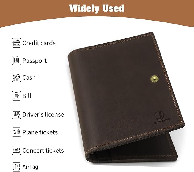 Jack&Chris Genuine Leather Passport Holder For Travel, RFID Blocking Handmade Passport Holder with Card Case Organized & Safe, Quality Travel Essentials for Women and Men for Gifting, Coffee-CubbioJoy