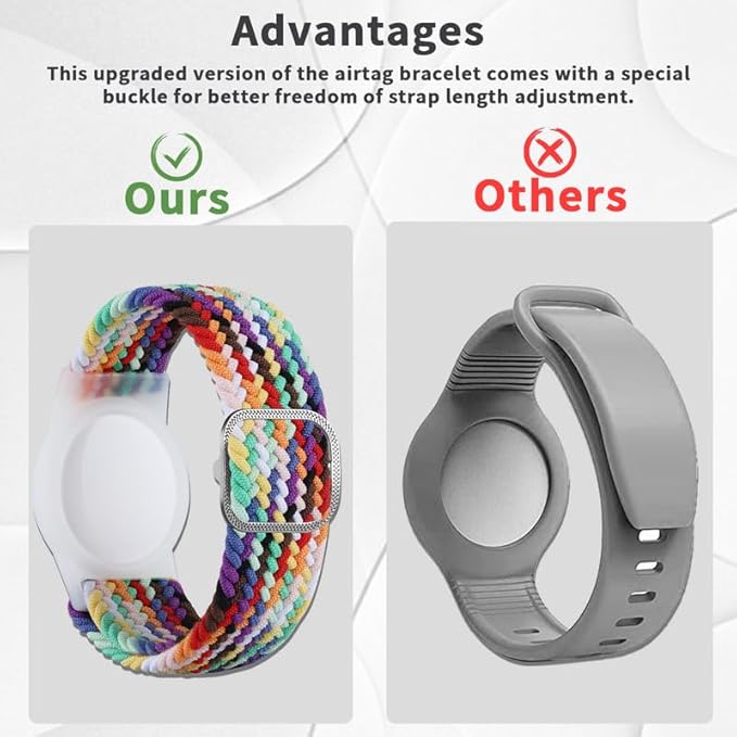 2 Pack Kids Bracelet Compatible with AirTag, GPS Kid Tracker Holder Braided Wristband for Apple Air Tag, 2022 Upgraded Nylon Adjustable Anti Lost Airtag Watch Band for Kids Children Elders-CubbioJoy