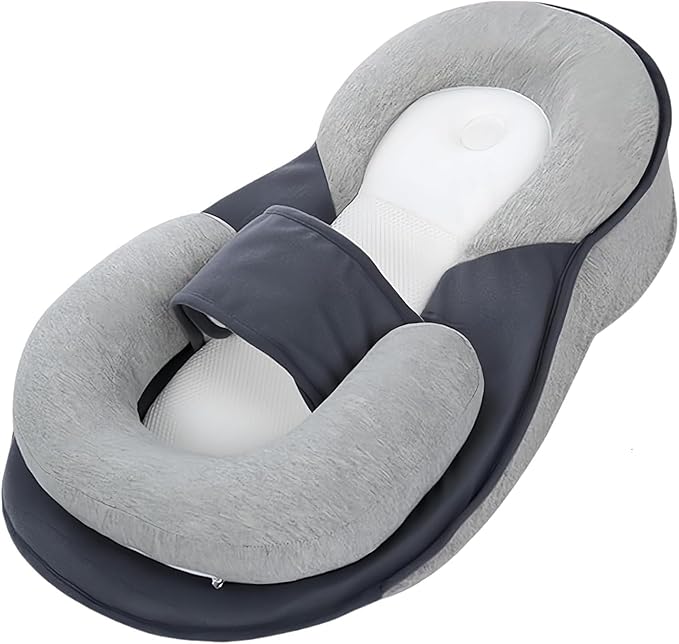 Baby Wedge Pillow for Newborn, Baby Lounger Pillow, Acid Reflux Breastfeeding Pillow for Reducing Spit-Up, with Safety Strap-CubbioJoy