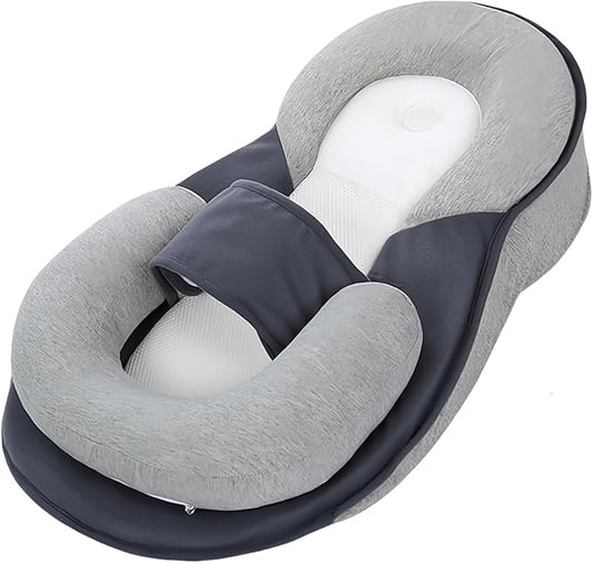Baby Wedge Pillow for Newborn, Baby Lounger Pillow, Acid Reflux Breastfeeding Pillow for Reducing Spit-Up, with Safety Strap-CubbioJoy