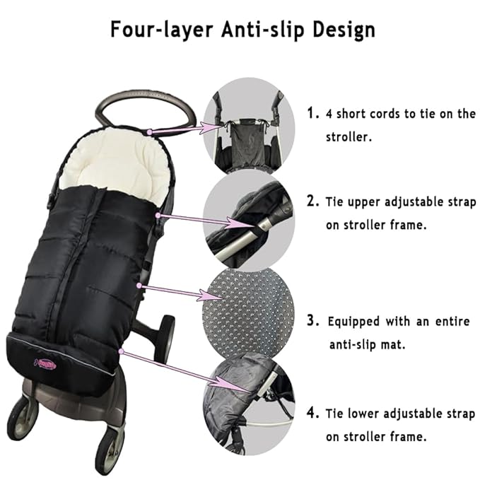 Cozy Baby Sleeping Bag Adaptable for Most Style Strollers,Comfortable Warm Coral Lining, Practical Design of Toddler Stroller Footmuff-CubbioJoy