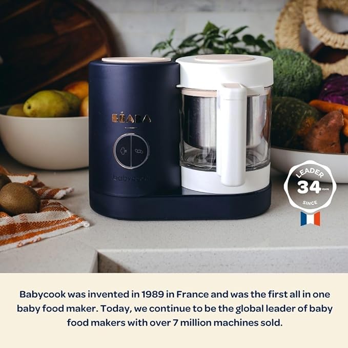 BEABA Babycook Neo Baby Food Maker | Non-Toxic Glass & Stainless Steel | Trusted by Celebrity Moms | Sustainable Baby Food Processor | Global Leader | 34 Servings in 20 Mins-CubbioJoy