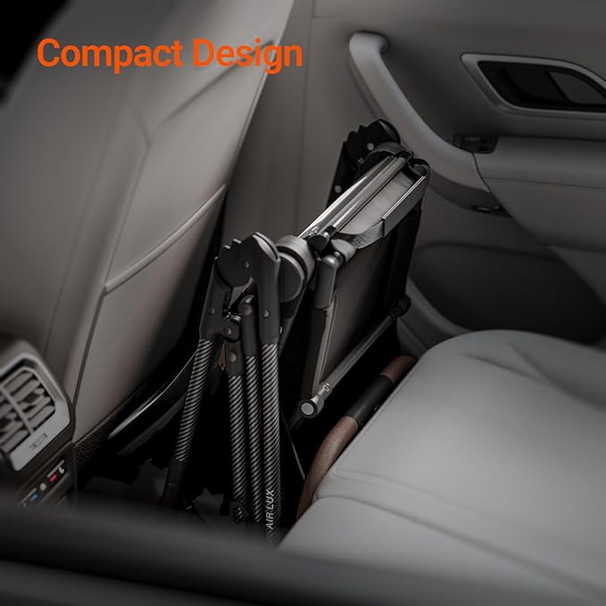 Air Lux Baby Stroller with Carbon Fiber Frame, One-Hand Fold & Reversible Seat, Magnetic 5-Pt Harness, Car Seat Adapter, 15.8lbs, Cinder-CubbioJoy