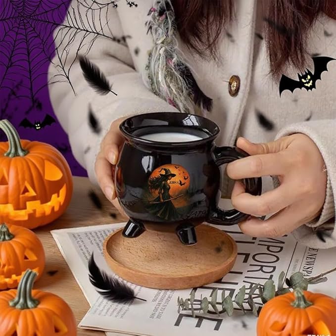 Custom Witch Cauldron Mug, Witch Themed Halloween Coffee Mug, Personalized Witches Brew Halloween Coffee Mug For Women, Besties, Family, Witches Cauldron (1 Pcs)-CubbioJoy