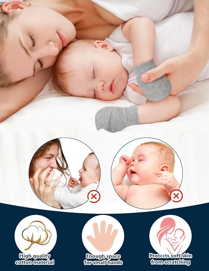 Cute Baby Mittens Newborn, No Scratch Baby Boy Mittens, Baby Girl Hat Gloves for Toddlers, Infant, Newborn-CubbioJoy