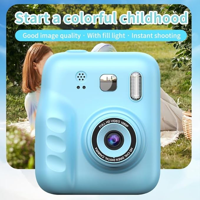 Instant Print Camera for Kids, 2.0" IPS Screen with Video Recording, 32GB Expandable, 1800mAh Battery, Includes 40+ Zink Paper, Birthday Gift for Girls Boys Age 3-12-CubbioJoy